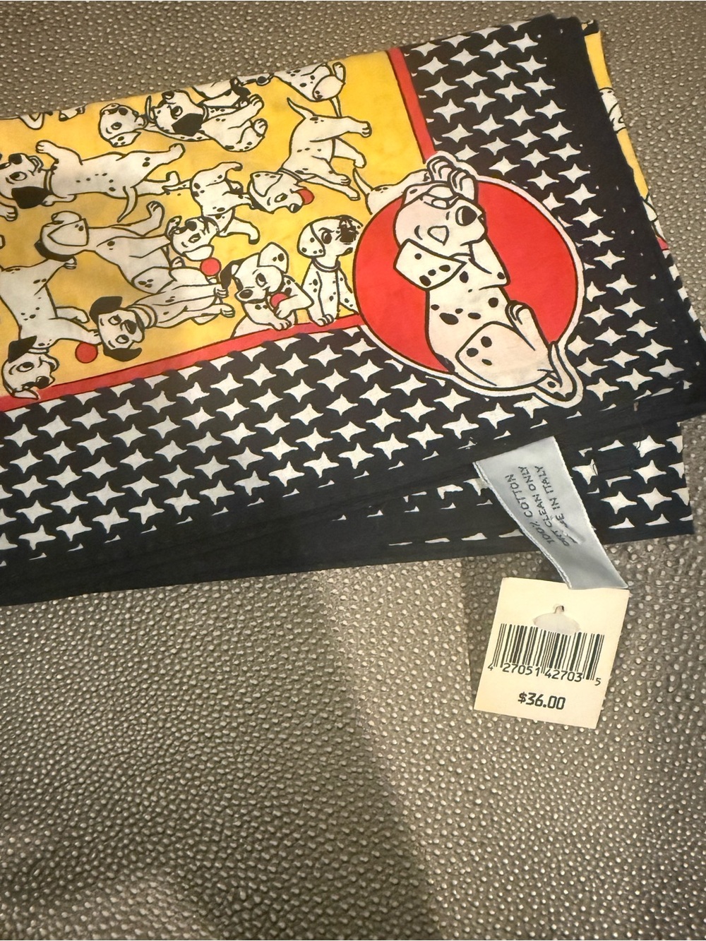 Disney Dalmatian Print Scarf in Yellow Black Red